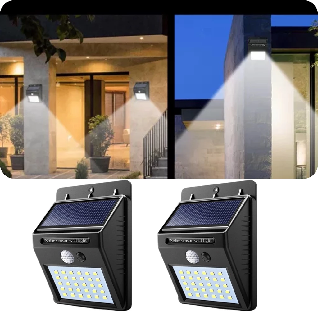 Kit 2 Mini Luz de Parede Solar LED Externa 6W Com Sensor de Presença e Movimento Para Paredes e Jardim. Kit 2 Mini Luz de Parede Solar LED Externa 6W Com Sensor de Presença e Movimento Para Paredes e Jardim.